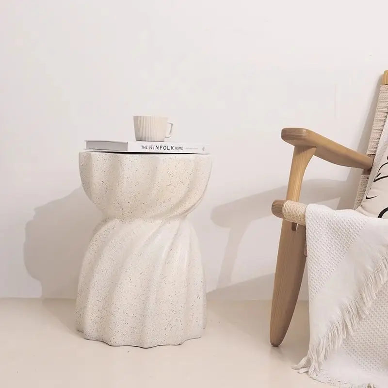 Nordic Cream Round Side Table | Designer Small Coffee Table & Bedside Table