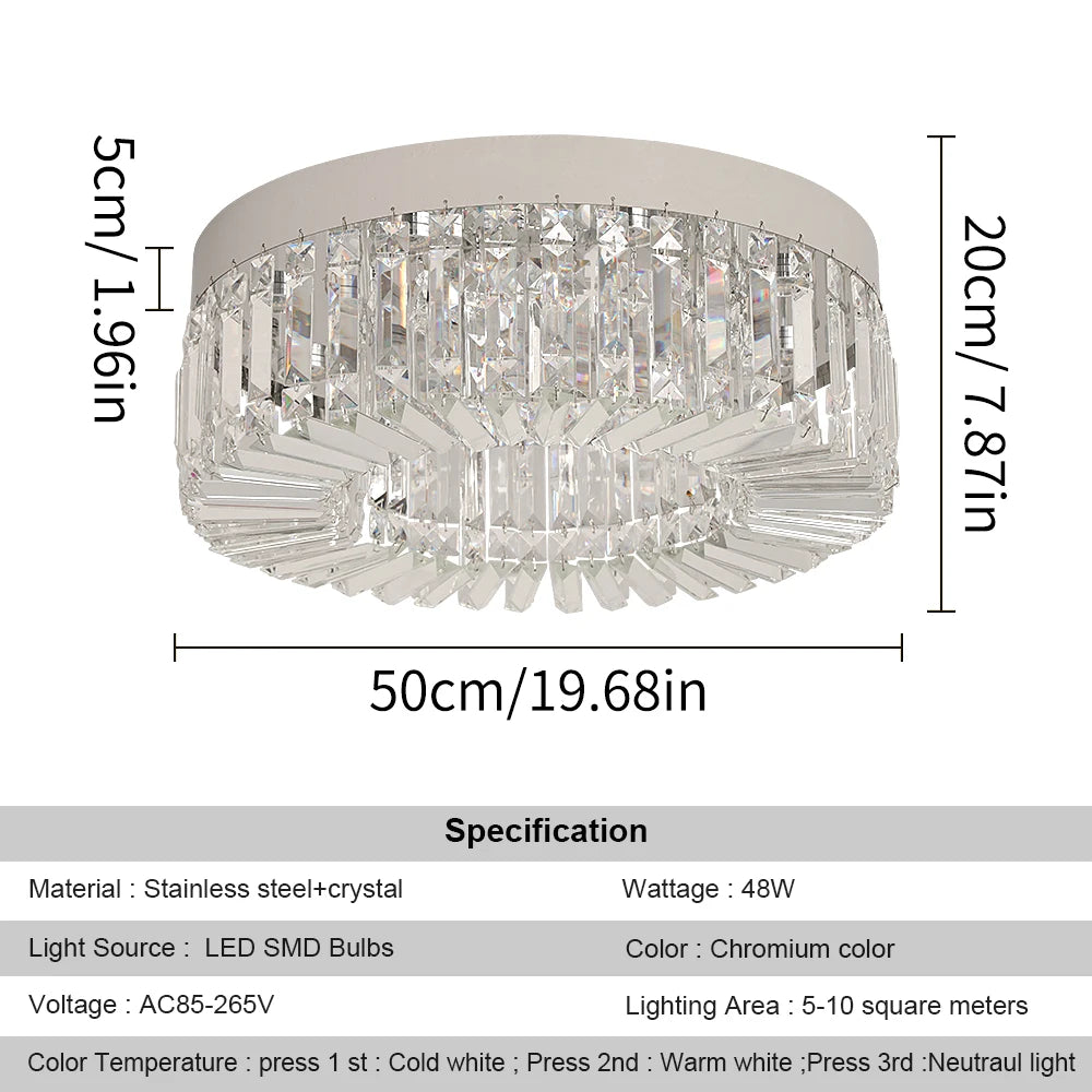 Luxury Crystal Ceiling Light in Gold or Silver
