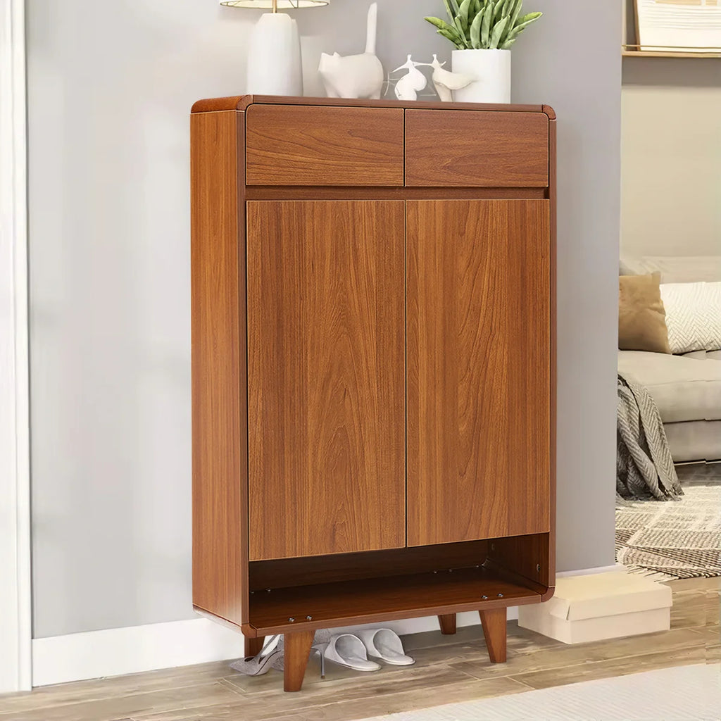 Modern 5-Tier Wooden Shoe Cabinet with 2 Doors & 2 Drawers – Large Capacity Shoe Storage Organizer