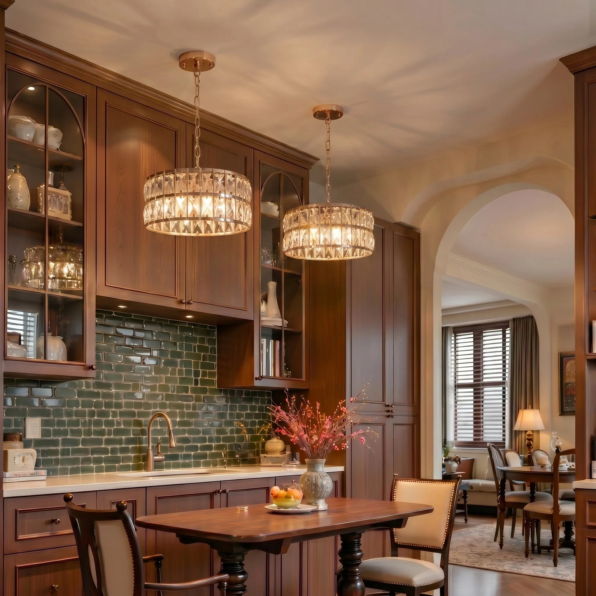 Aurelia Crystal Drum Semi-Flush Ceiling Light