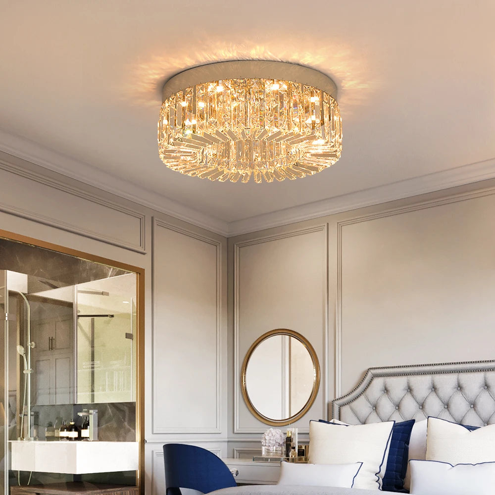 Luxury Crystal Ceiling Light in Gold or Silver