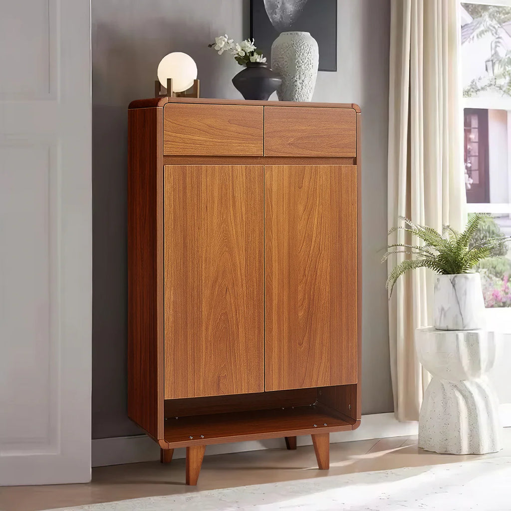 Modern 5-Tier Wooden Shoe Cabinet with 2 Doors & 2 Drawers – Large Capacity Shoe Storage Organizer