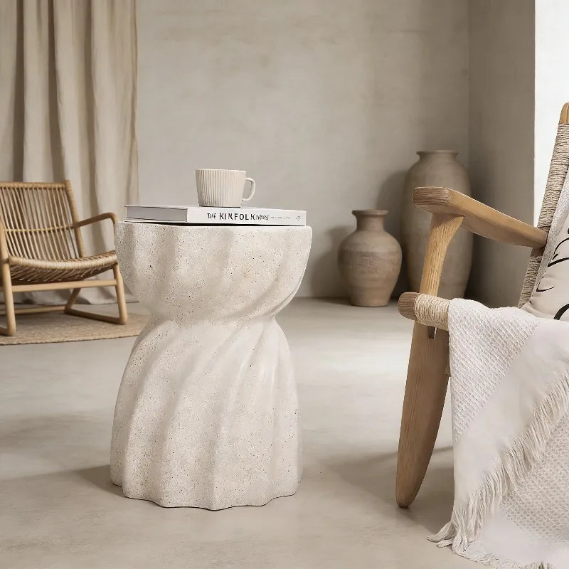 Nordic Cream Round Side Table | Designer Small Coffee Table & Bedside Table