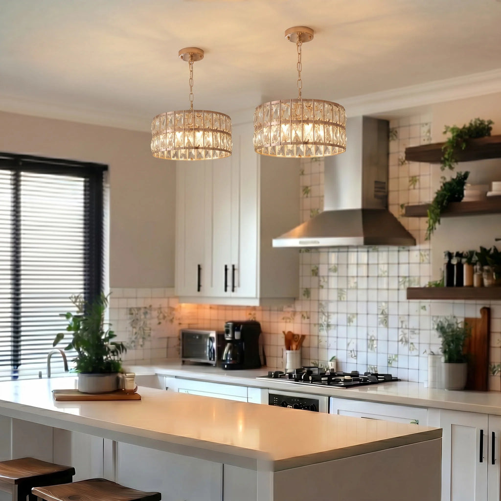 Aurelia Crystal Drum Semi-Flush Ceiling Light