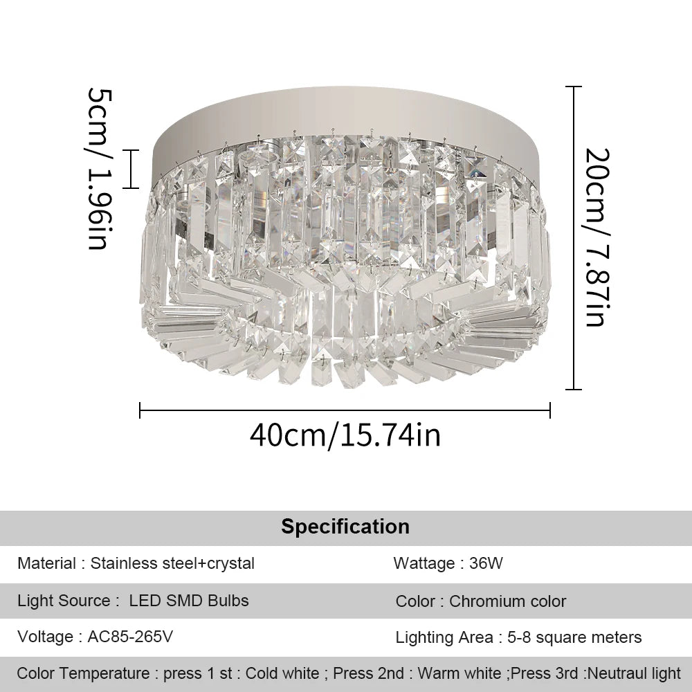 Luxury Crystal Ceiling Light in Gold or Silver