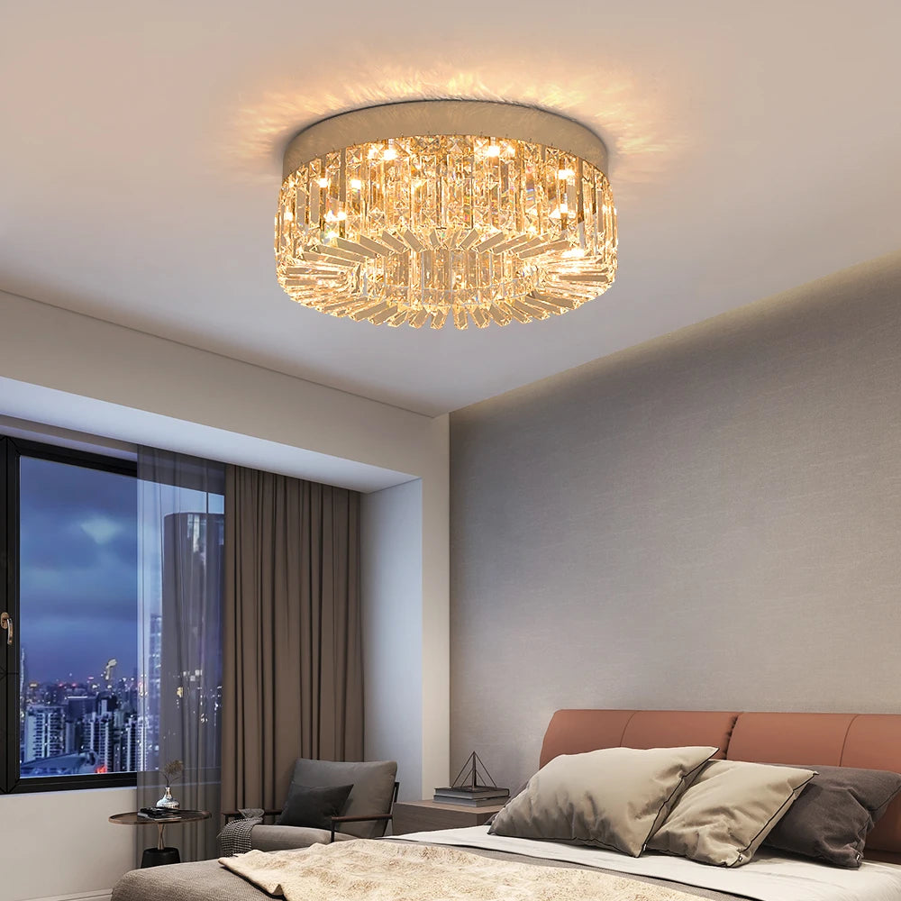Luxury Crystal Ceiling Light in Gold or Silver