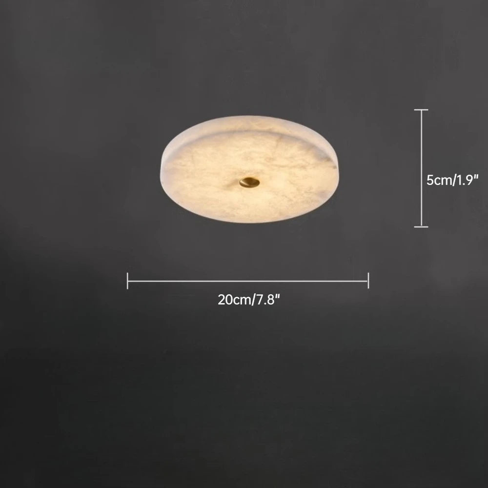 Ceiling light fixture with dimensions on a dark background