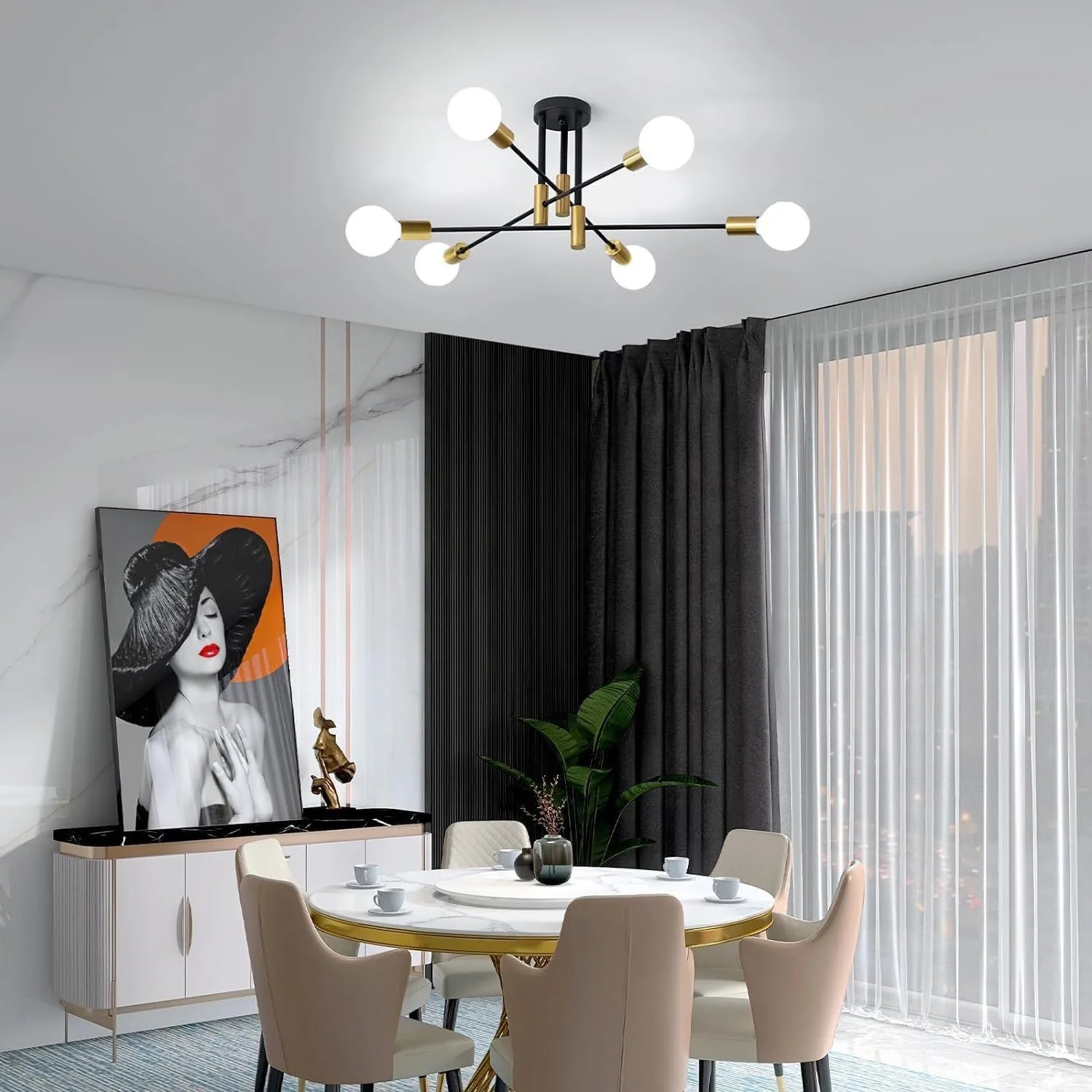 Aurelia 6-Light Mid-Century Ceiling Chandelier