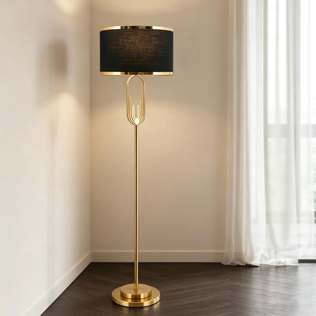 Modern Gold & Fabric Floor Lamp