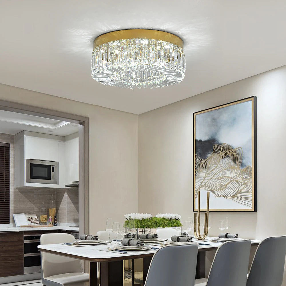 Luxury Crystal Ceiling Light in Gold or Silver