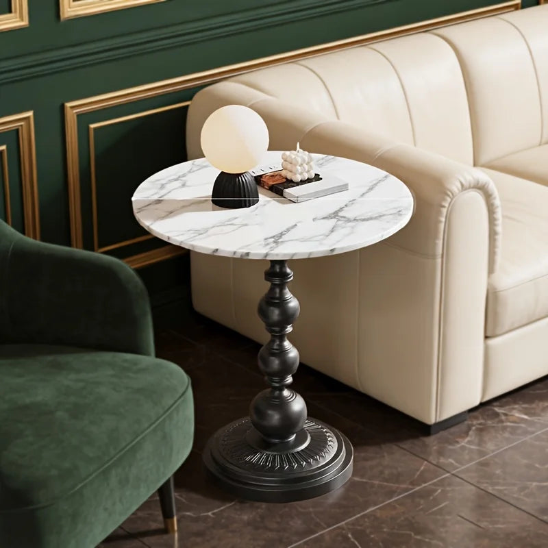 Retro Small Round Side Table - Creative Vintage Coffee Table for Living Room
