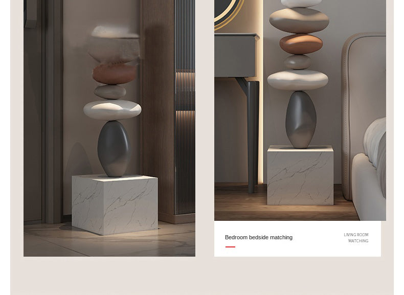Nordic Balance Stone Sculpture – Modern Floor Décor