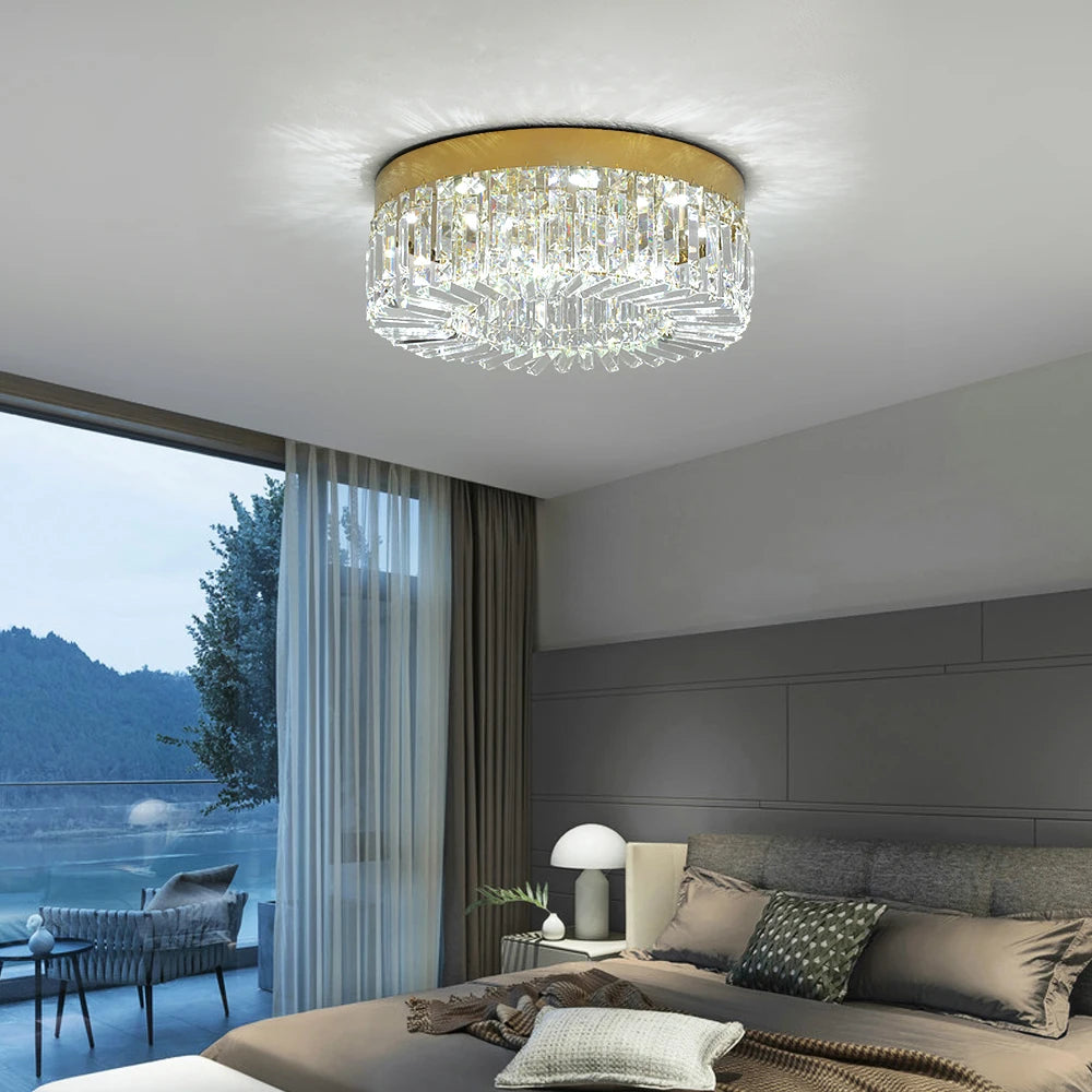 Luxury Crystal Ceiling Light in Gold or Silver