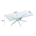 Breeins Modern Clear Glass Coffee Table with Stainless Steel X-Base – Rectangular Contemporary Living Room Table