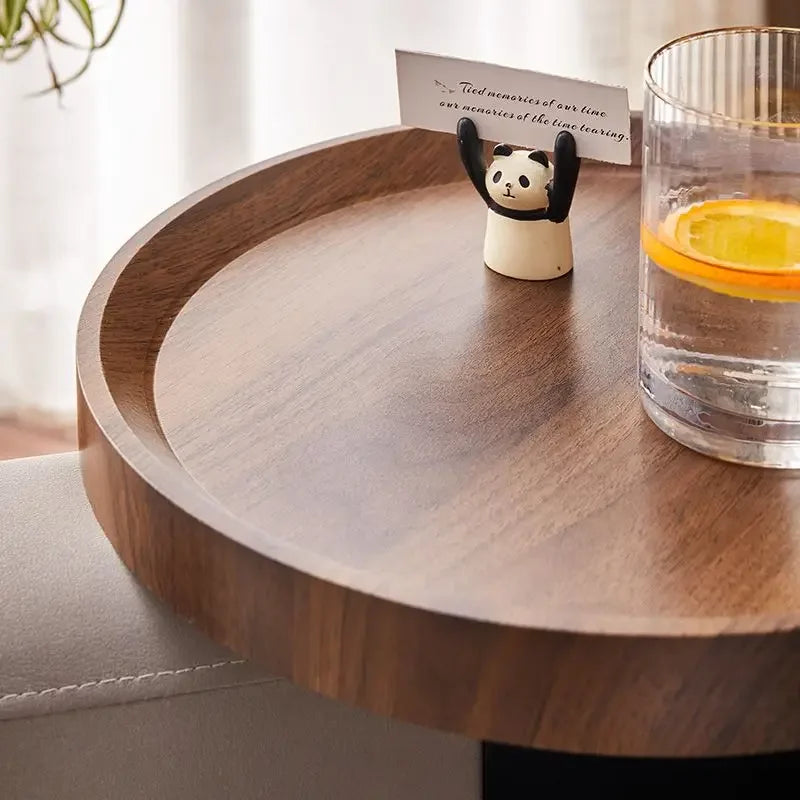Round Marble Sofa Armrest Tray Table - Portable Mini Coffee Table