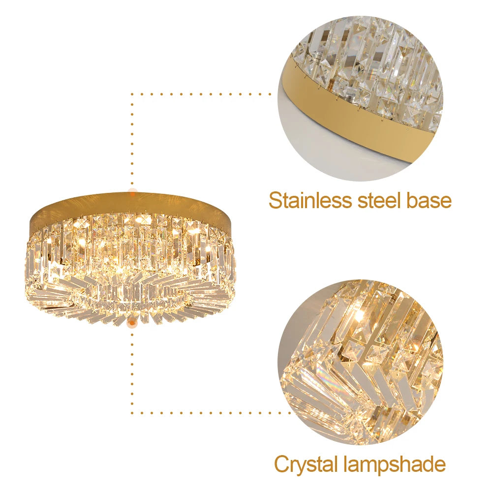 Luxury Crystal Ceiling Light in Gold or Silver