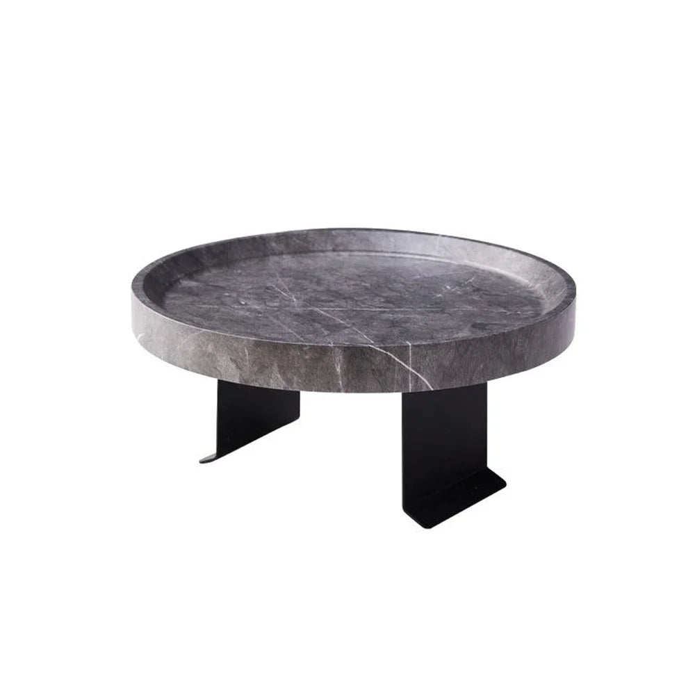 Round Marble Sofa Armrest Tray Table - Portable Mini Coffee Table