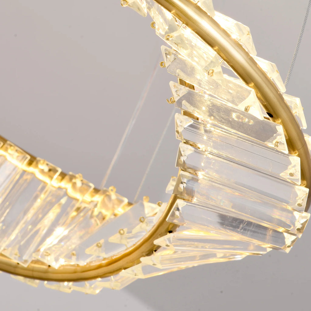 Modern Gold Crystal Möbius Strip Chandelier LED Pendant Light Luxury Ceiling Lamp