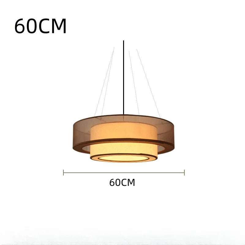 Pendant light with dimensions labeled on a white background