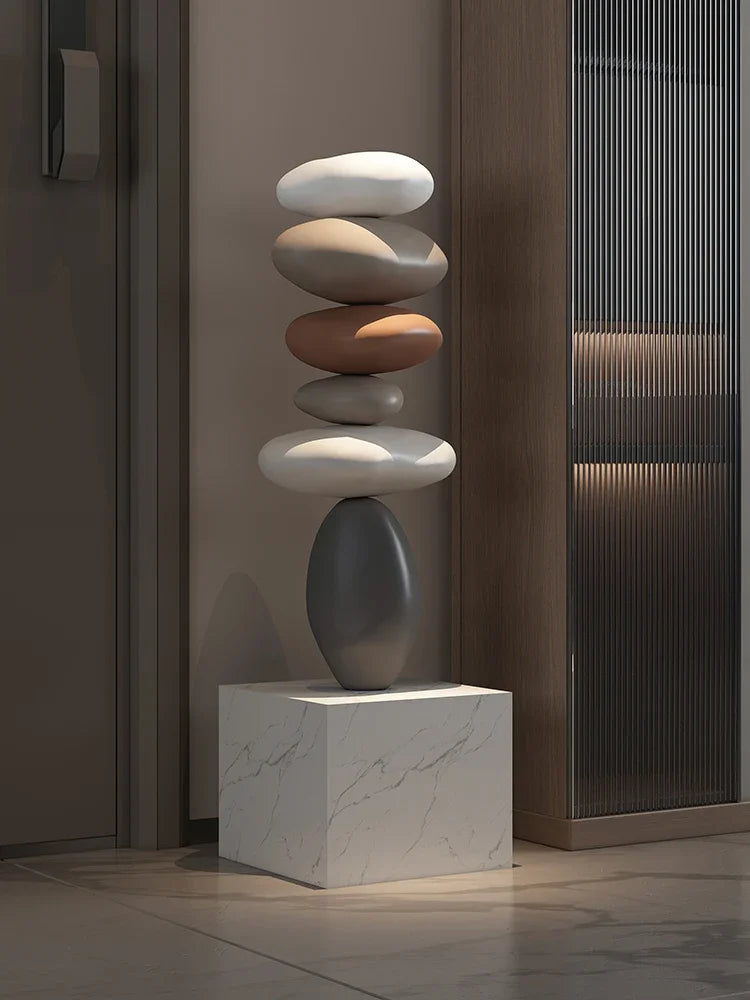 Nordic Balance Stone Sculpture – Modern Floor Décor