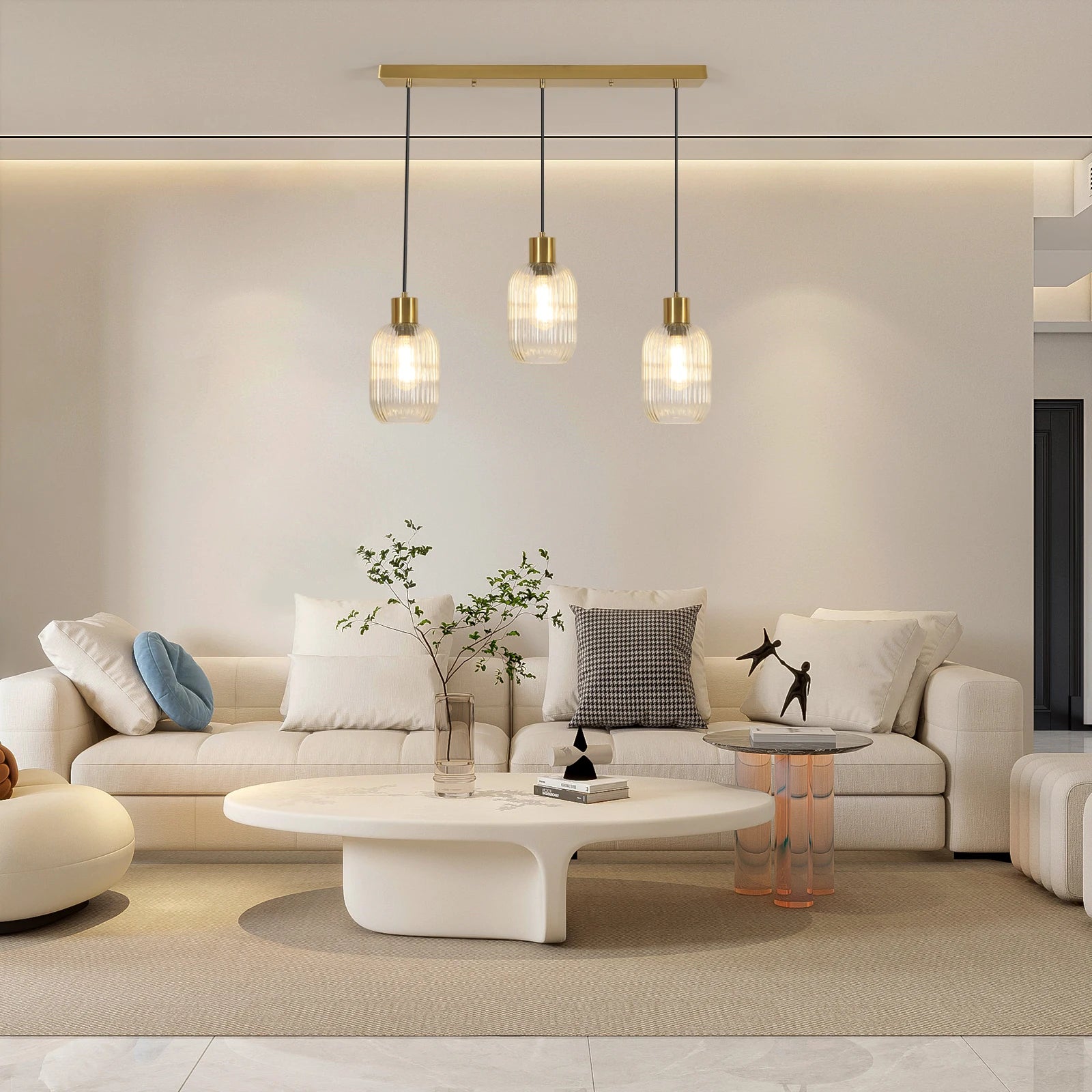 The Monaco 3-Light Glass Chandelier