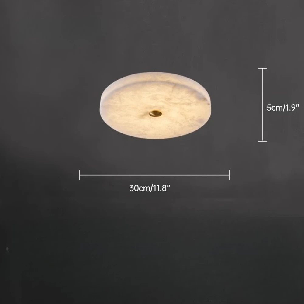 Ceiling light fixture with dimensions on a dark background