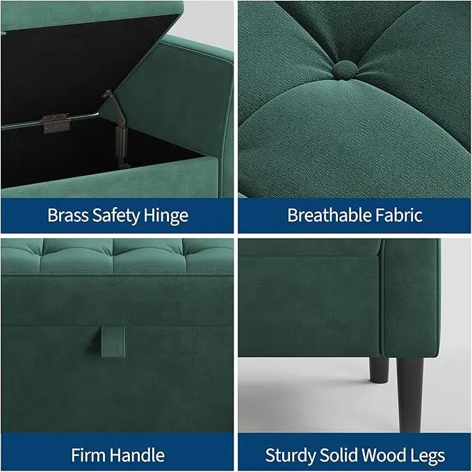 Harrington Upholstered Storage Bench with Arms