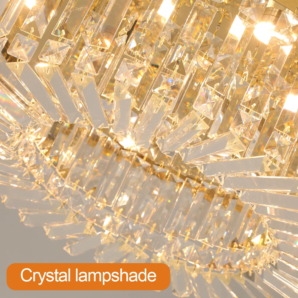 Luxury Crystal Ceiling Light in Gold or Silver