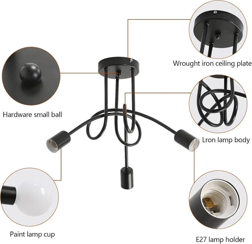 Hudson 3-Light Industrial Ceiling Light