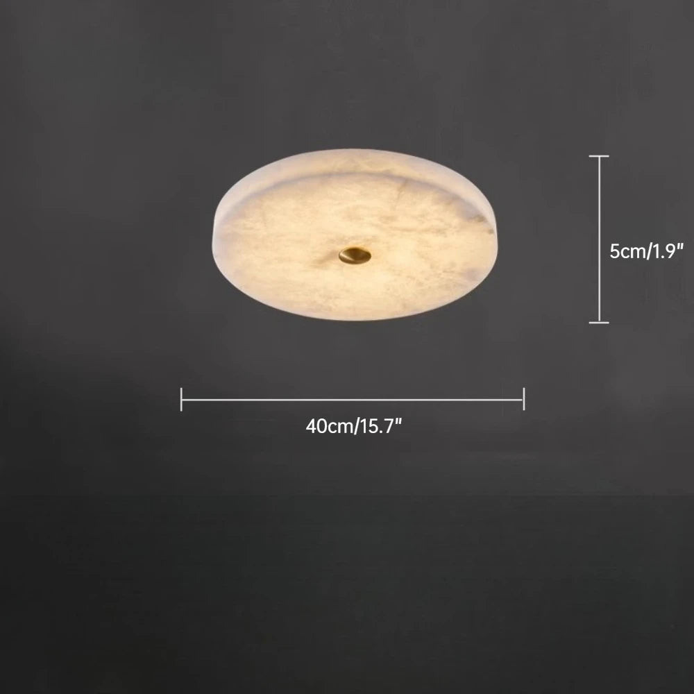 Ceiling light fixture with dimensions on a dark background