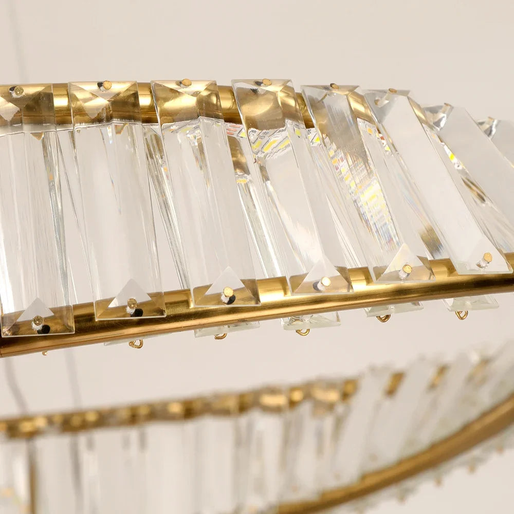 Modern Gold Crystal Möbius Strip Chandelier LED Pendant Light Luxury Ceiling Lamp