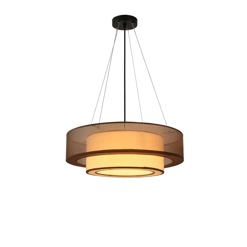 Beige Silk Pendant Light