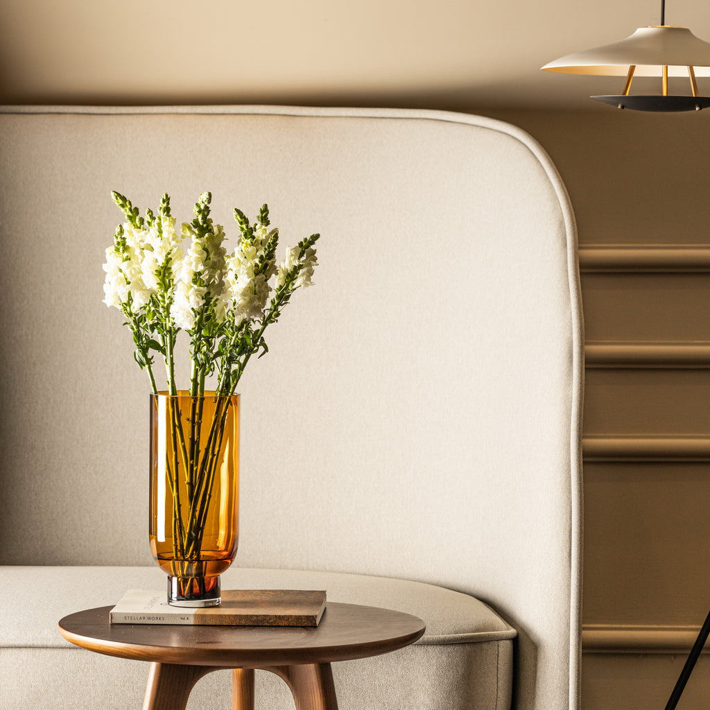 Amber Glass Cylinder Vase – Modern Decorative Flower Vase
