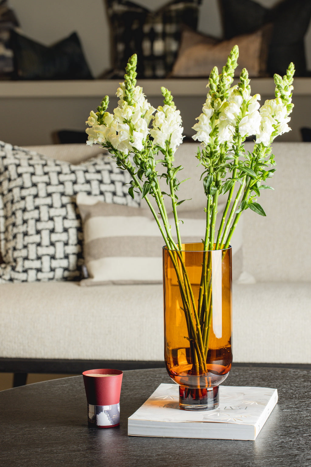 Amber Glass Cylinder Vase – Modern Decorative Flower Vase