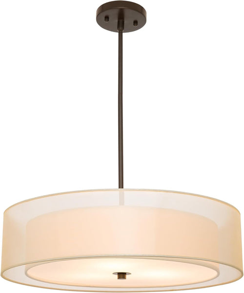 Modern 3-Light Drum Pendant Chandelier with Fabric Shade