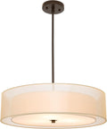 Modern 3-Light Drum Pendant Chandelier with Fabric Shade